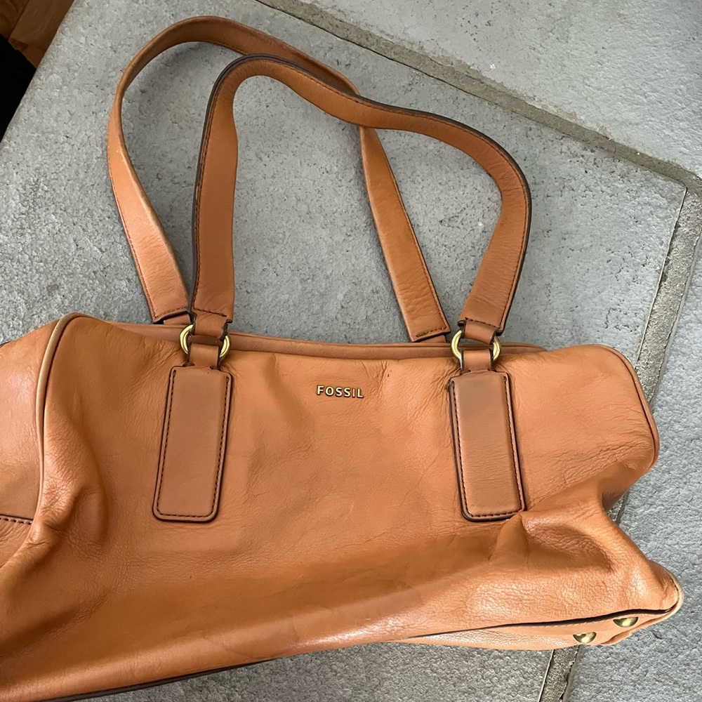 Camel leather Fossil tote bag